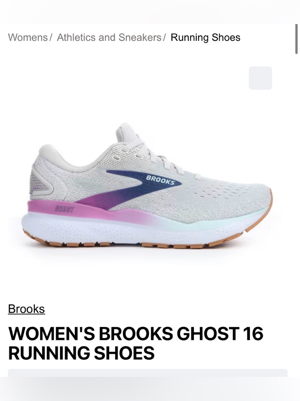 Brooks Women's Ghost 16 Running Shoes — White with Purple and Blue Accents